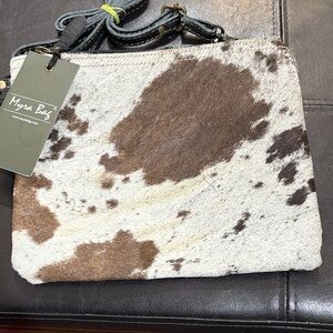 Myra Bag Brown and Cream Cowhide Pouch
